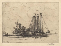 Mill With Sail Boat